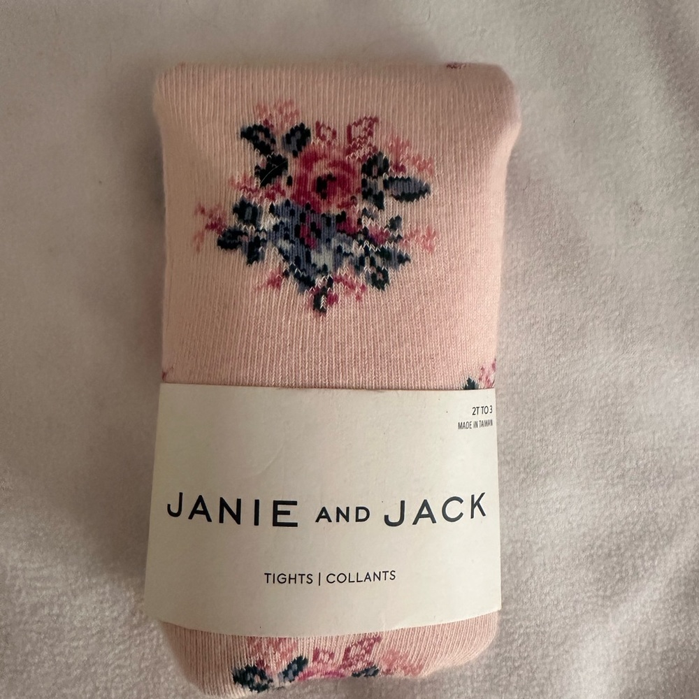 Janie and Jack Blush Floral Knit Tights